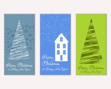 mutlu Noeller ve mutlu yeni yıl tebrik kartları vektör çizim     