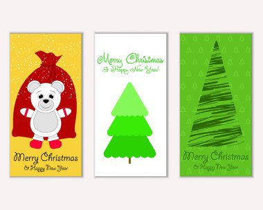 Mutlu Noeller ve mutlu yeni yıl tebrik kartları. Vektör çizim 