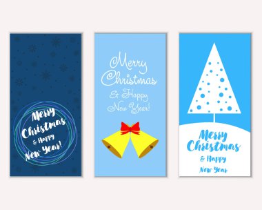 Renkli Noel kartları ile yeni yıl süslemeleri, illüstrasyon vektör