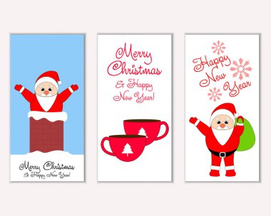 vektör çizim kış tatil tebrik kartları