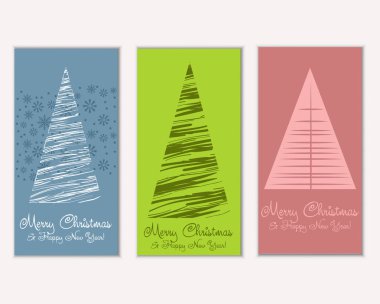 mutlu Noeller ve mutlu yeni yıl tebrik kartları vektör çizim     