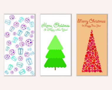 Mutlu Noeller ve mutlu yeni yıl tebrik kartları. Vektör çizim   