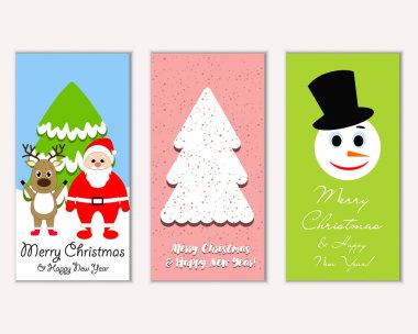 mutlu Noeller ve mutlu yeni yıl tebrik kartları vektör çizim       