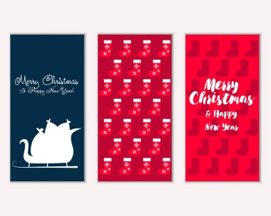 mutlu Noeller ve mutlu yeni yıl tebrik kartları vektör çizim