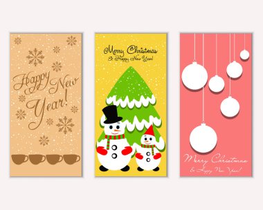 vektör çizim kış tatil tebrik kartları
