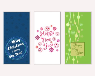 Renkli Noel kartları ile yeni yıl süslemeleri, illüstrasyon vektör