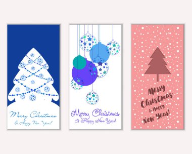 Renkli Noel kartları ile yeni yıl süslemeleri, illüstrasyon vektör