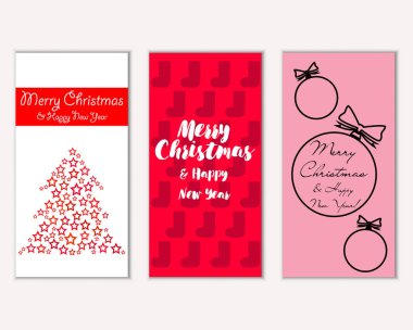 mutlu Noeller ve mutlu yeni yıl tebrik kartları vektör çizim