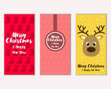 mutlu Noeller ve mutlu yeni yıl tebrik kartları vektör çizim