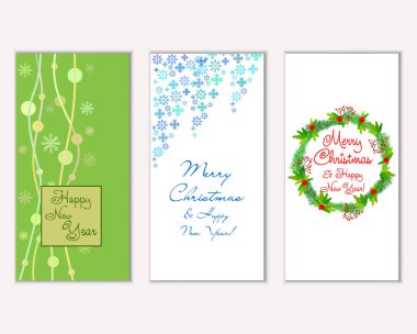 Renkli Noel kartları ile yeni yıl süslemeleri, illüstrasyon vektör