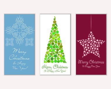 Mutlu Noeller ve mutlu yeni yıl tebrik kartları. Vektör çizim   