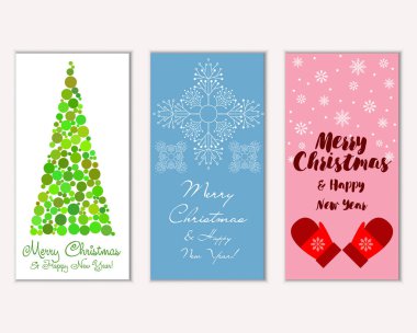 Mutlu Noeller ve mutlu yeni yıl tebrik kartları. Vektör çizim   