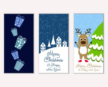 vektör çizim kış tatil tebrik kartları