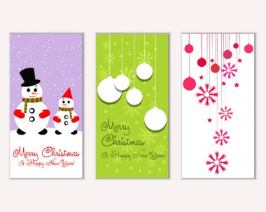 mutlu Noeller ve mutlu yeni yıl tebrik kartları vektör çizim