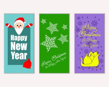 vektör çizim kış tatil tebrik kartları