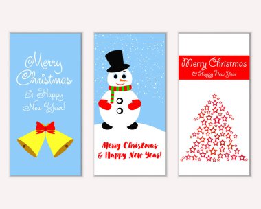 mutlu Noeller ve mutlu yeni yıl tebrik kartları vektör çizim