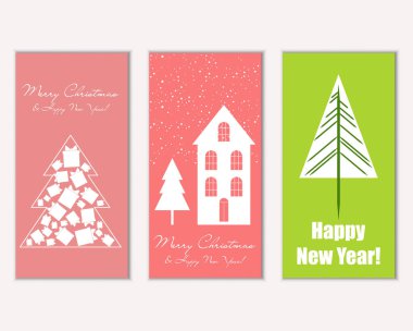 vektör çizim kış tatil tebrik kartları