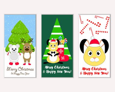 Renkli Noel kartları ile yeni yıl süslemeleri, illüstrasyon vektör