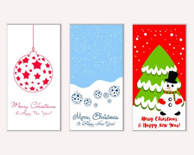 Mutlu Noeller ve mutlu yeni yıl tebrik kartları. Vektör çizim     