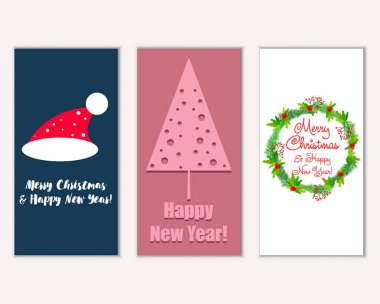 Renkli Noel kartları ile yeni yıl süslemeleri, illüstrasyon vektör