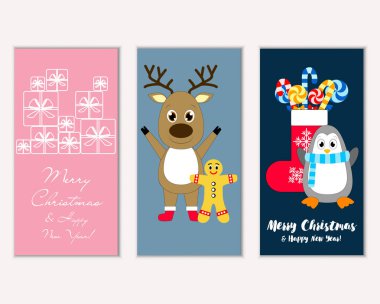 Renkli Noel kartları ile yeni yıl süslemeleri, illüstrasyon vektör