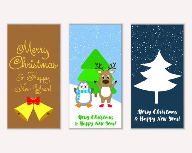 vektör çizim kış tatil tebrik kartları