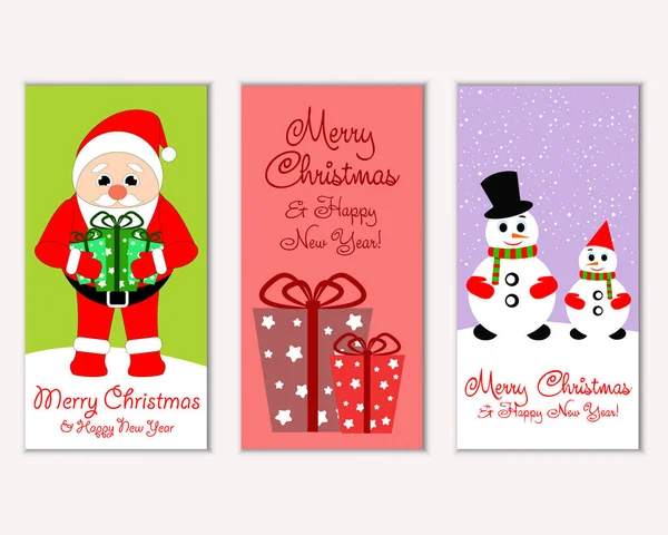 Merry Christmas Happy New Year Greeting Cards Vector Illustration — Stock Vector