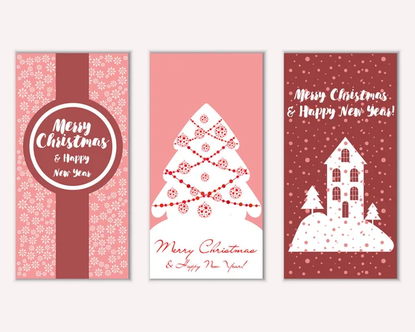 Feliz Navidad Feliz Año Nuevo Tarjetas Felicitación — Vector de stock