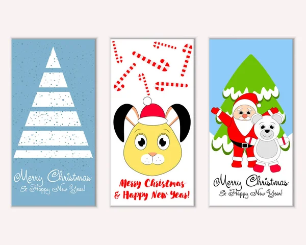 Cartões Natal Coloridos Com Decorações Ano Novo Ilustração Vetorial — Vetor de Stock