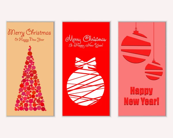 Merry Christmas Happy New Year Greeting Cards — Stock Vector