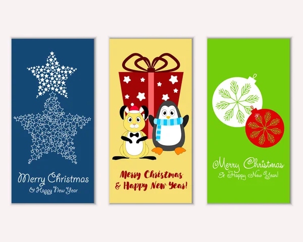 vektör çizim kış tatil tebrik kartları