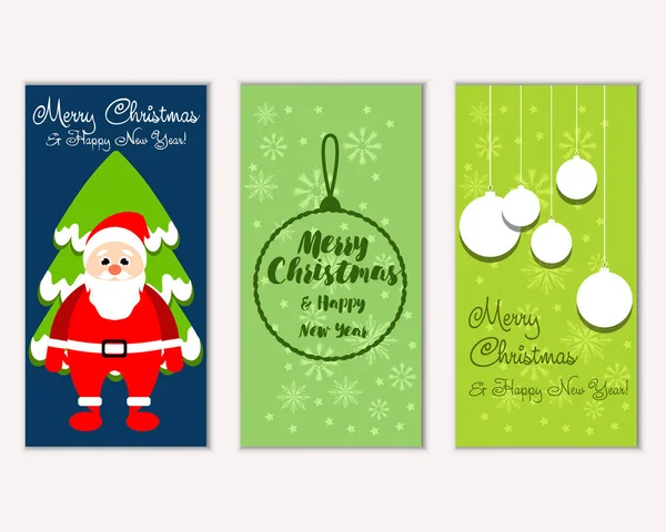 Vector Illustration Merry Christmas Happy New Year Greeting Cards — Stock Vector