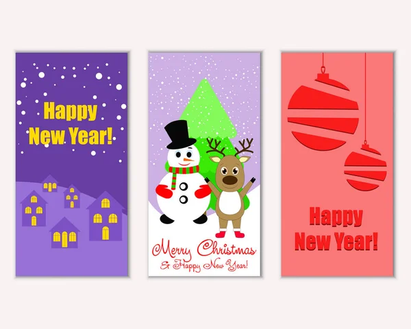Ilustracja Wektorowa Kartki Życzeniami Wesołych Świąt Szczęśliwego Nowego Roku — Wektor stockowy