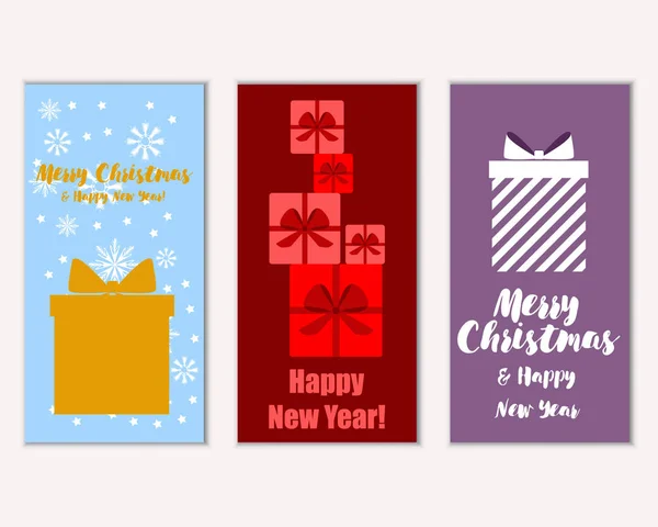 Feliz Navidad Feliz Año Nuevo Tarjetas Felicitación — Vector de stock