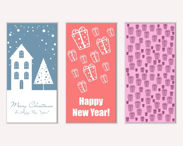 mutlu Noeller ve mutlu yeni yıl tebrik kartları vektör çizim     