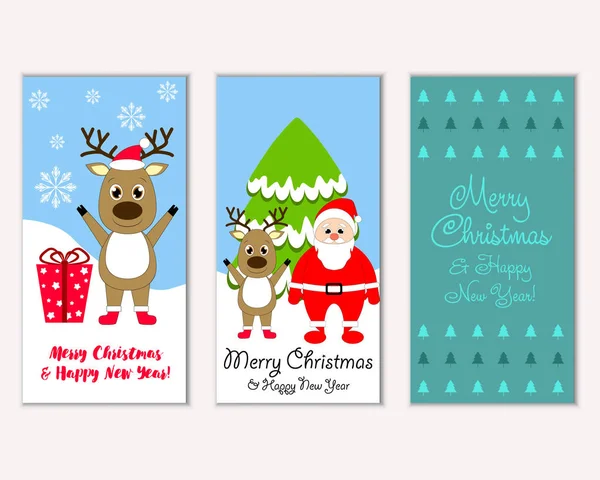 Kolorowe Kartki Świąteczne Dekoracje Noworoczne Santa Claus Ilustracja Wektorowa — Wektor stockowy