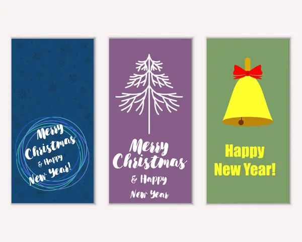 Merry Christmas Happy New Year Greeting Cards — Stock Vector