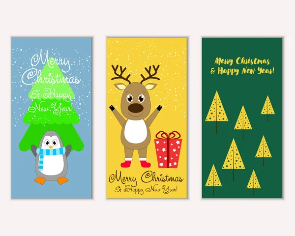 Kellemes Karácsonyi Ünnepeket Boldog Évet Üdvözlő Kártyák Vektoros Illusztráció — Stock Vector