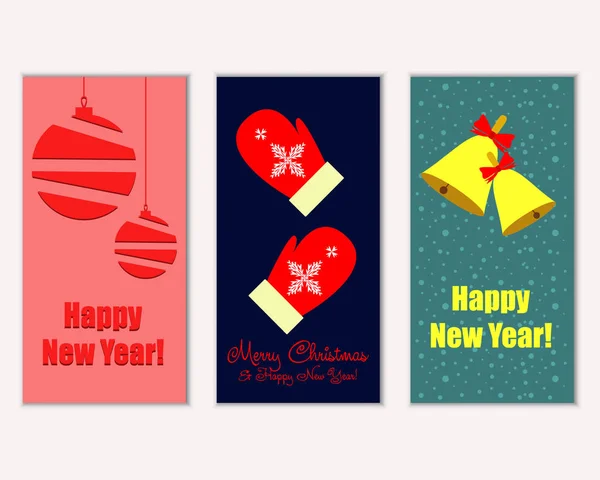 Καλά Χριστούγεννα Και Ευτυχισμένο Νέο Έτος Ευχετήριες Κάρτες — Διανυσματικό Αρχείο
