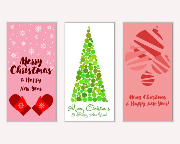 Merry Christmas Happy New Year Greeting Cards Vector Illustration — Stock Vector