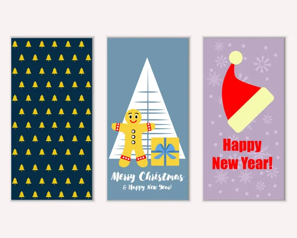 Feliz Navidad Feliz Año Nuevo Tarjetas Felicitación — Archivo Imágenes Vectoriales