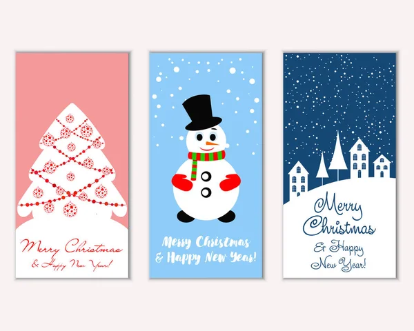 Feliz Navidad Feliz Año Nuevo Tarjetas Felicitación — Vector de stock