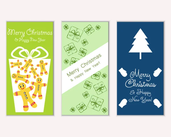 Cartes Noël Colorées Avec Décorations Nouvel Illustration Vectorielle — Image vectorielle