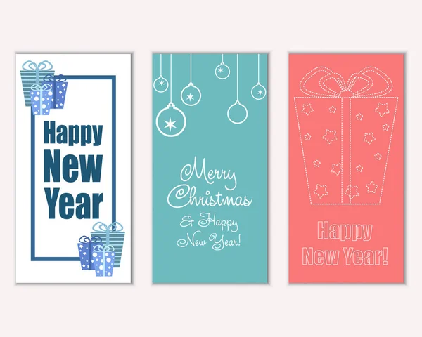 Joyeux Noël Bonne Année Cartes Voeux — Image vectorielle