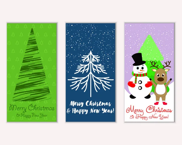 Merry Christmas Happy New Year Greeting Cards Vector Illustration — Stock Vector