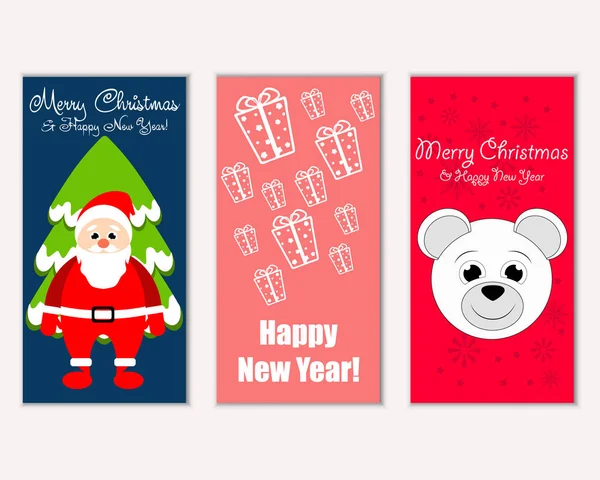 mutlu Noeller ve mutlu yeni yıl tebrik kartları vektör çizim     