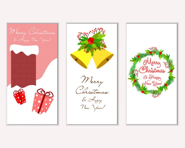 Feliz Navidad Feliz Año Nuevo Tarjetas Felicitación — Vector de stock