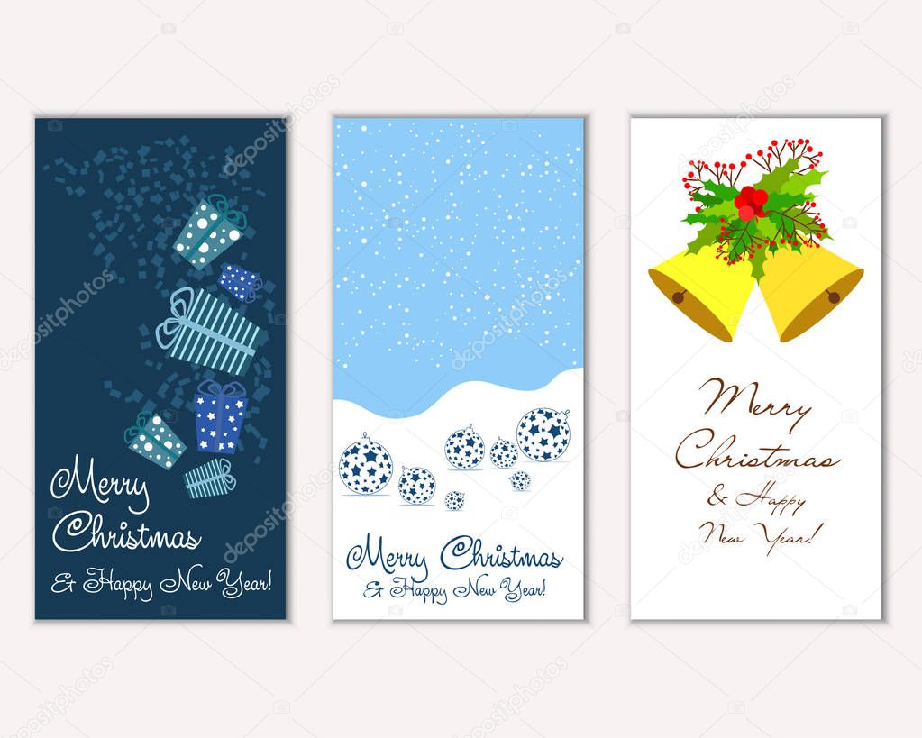 Merry Christmas and Happy New Year greeting cards  