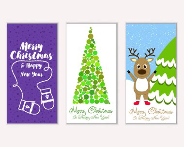 vektör çizim kış tatil tebrik kartları