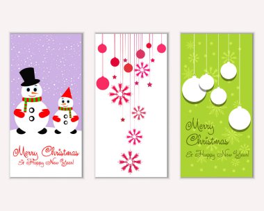 mutlu Noeller ve mutlu yeni yıl tebrik kartları vektör çizim